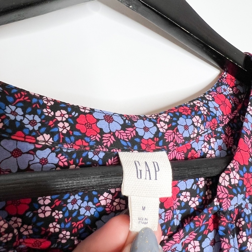 GAP Floral Mini Dress in Burgundy with Pink and Blue Accents - Picture 4 of 6